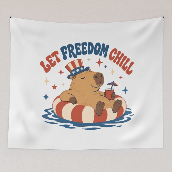 Item preview, Let Freedom Chill Capybara Retro Fourth Of July designed and sold by chattsuede.