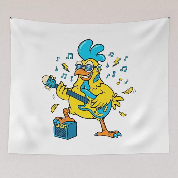 Item preview, Crazy Funny Chicken Rockstar Playing Electric Guitar Cartoon designed and sold by DH-ArtLab.