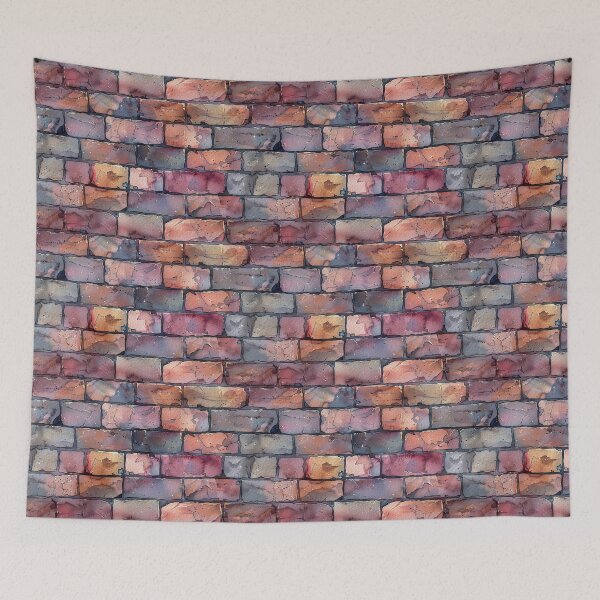 Item preview, Watercolor Brick Wall Seamless Texture Pattern designed and sold by NTGUILTY.