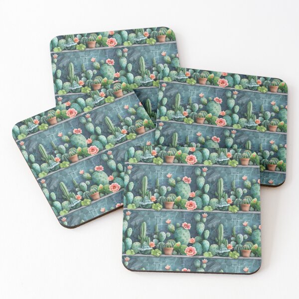 Item preview, Watercolor Cactus Pattern with Pink Flowers designed and sold by NTGUILTY.