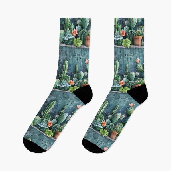 Item preview, Watercolor Cactus Pattern with Pink Flowers designed and sold by NTGUILTY.