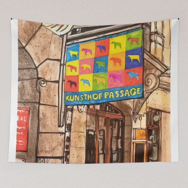 Item preview, Entrance sign of the Kunsthofpassage – Dresden Neustadt 01099 Urban Sketch designed and sold by UMA Urban Sketch.
