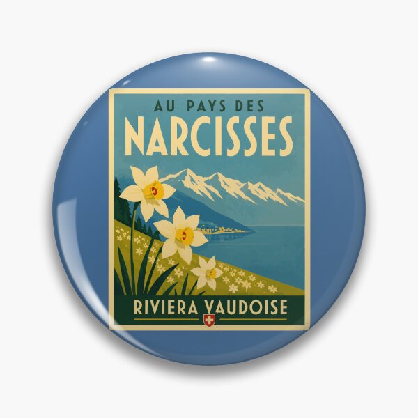 Item preview, Vintage Riviera Vaudoise Narcissus Swiss Travel designed and sold by AntiqueImages.