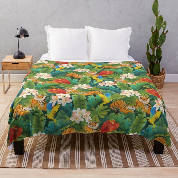 Item preview, Wild Jungle Paradise – Tiger, Parrots & Plumeria Pattern designed and sold by raghda-s-m.