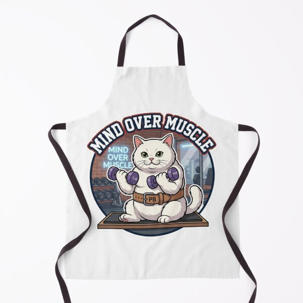 Item preview, Mind Over Muscle Funny Gym Cat Lifting Weights designed and sold by JeevanStickers.