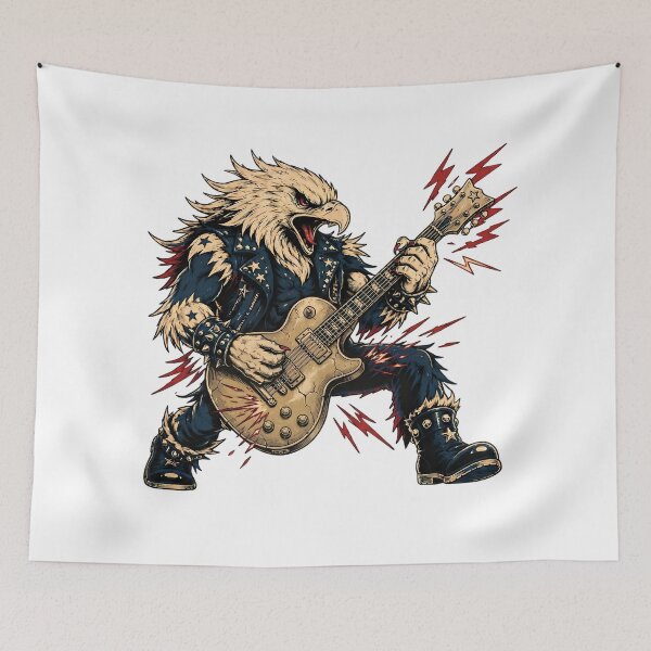Item preview, Heavy Metal Eagle Guitarist Shredding Rock Mascot designed and sold by chattsuede.