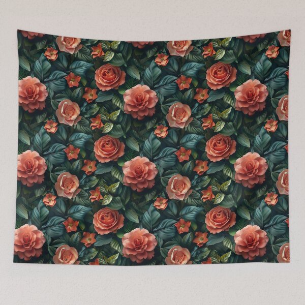 Item preview, Moody Camellia and Rose Botanical Pattern designed and sold by NTGUILTY.
