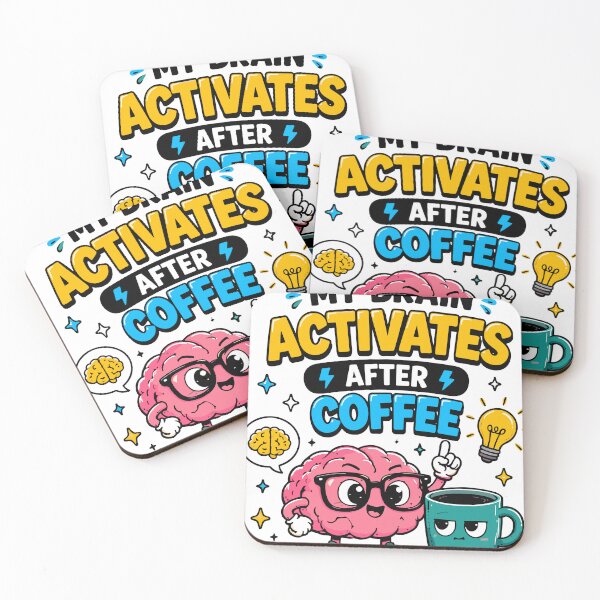 Item preview, My Brain Activates After Coffee Funny Coffee Quote designed and sold by Gift Phrase Studio.