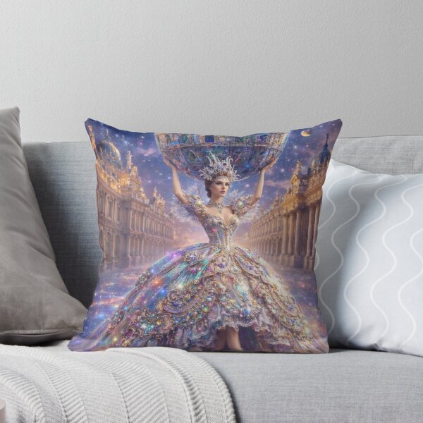 Item preview, AI Fantasy Atlas Woman Crystal Palace Tapestry, AI Generated Rococo Gown Galaxy Art, Crystal Sphere Palace Wall Decor designed and sold by IRON SIREN.