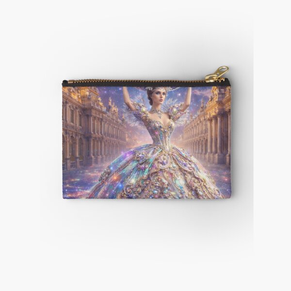 Item preview, AI Fantasy Atlas Woman Crystal Palace Tapestry, AI Generated Rococo Gown Galaxy Art, Crystal Sphere Palace Wall Decor designed and sold by IRON SIREN.