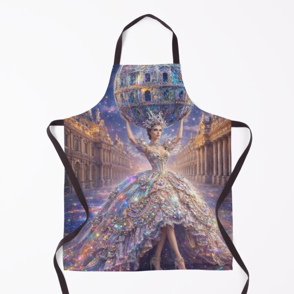 Item preview, AI Fantasy Atlas Woman Crystal Palace Tapestry, AI Generated Rococo Gown Galaxy Art, Crystal Sphere Palace Wall Decor designed and sold by IRON SIREN.