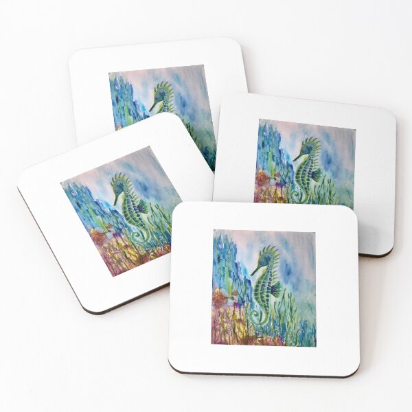 Item preview,  Painting Of  A Cute Seahorse Among The Sea Grasses  designed and sold by Whispering Grace Studio.