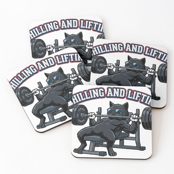 Item preview, Chilling and Lifting Funny Black Cat Bench Press designed and sold by JeevanStickers.