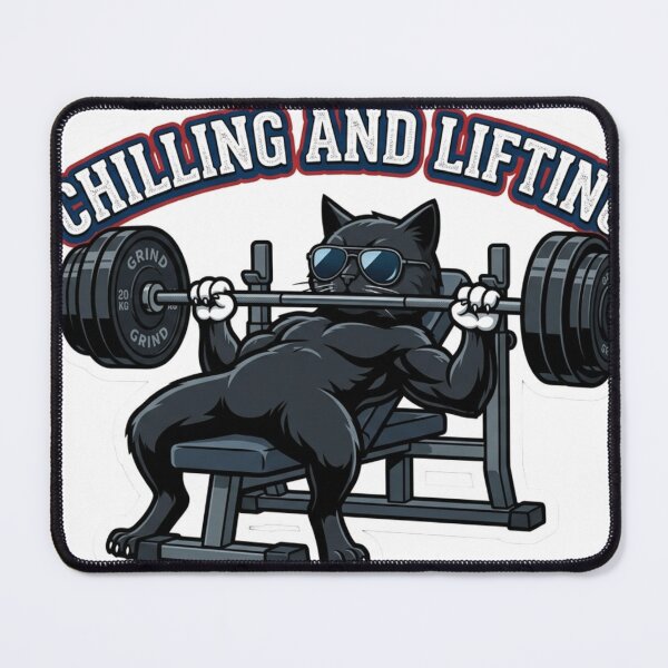 Item preview, Chilling and Lifting Funny Black Cat Bench Press designed and sold by JeevanStickers.
