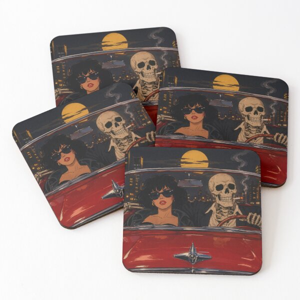 Item preview, Midnight Ride with Death – Retro Gothic Skeleton Driver Aesthetic designed and sold by  Hollow Moon Studios..
