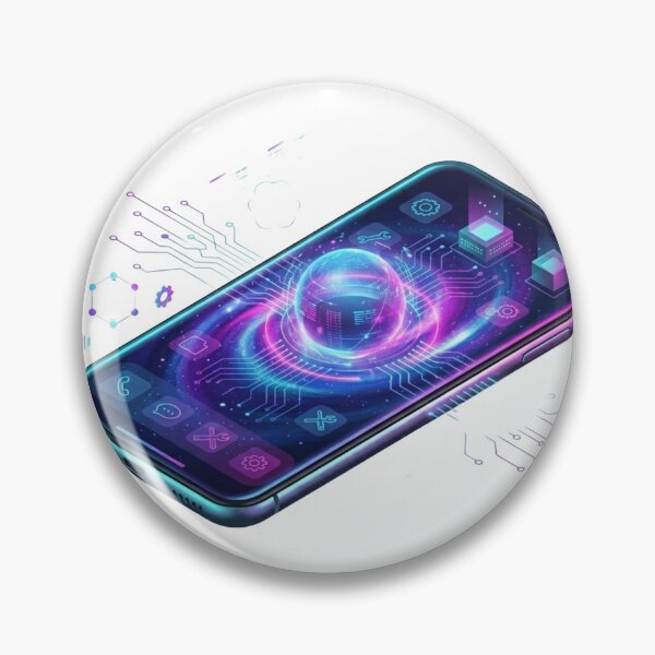 Item preview, Futuristic Smartphone Hologram Data Tech Art designed and sold by caffeinepixels.