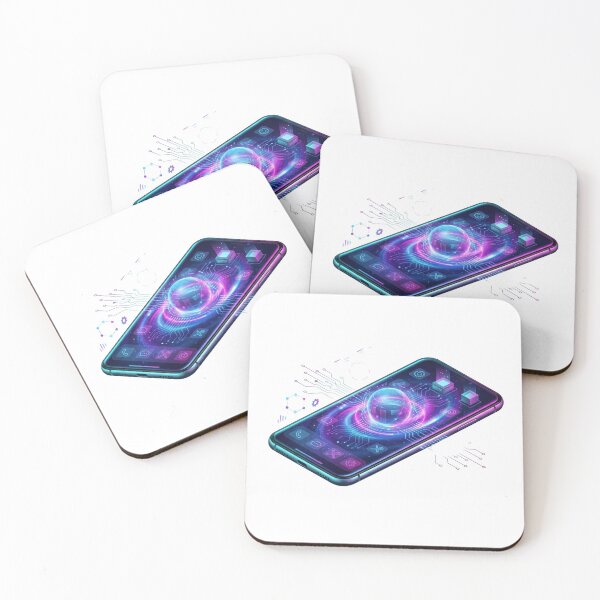 Item preview, Futuristic Smartphone Hologram Data Tech Art designed and sold by caffeinepixels.