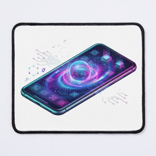 Item preview, Futuristic Smartphone Hologram Data Tech Art designed and sold by caffeinepixels.