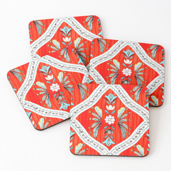 Item preview, Ornamental Boho Tile Pattern in Coral and Pink designed and sold by VirtuallyCreativ .