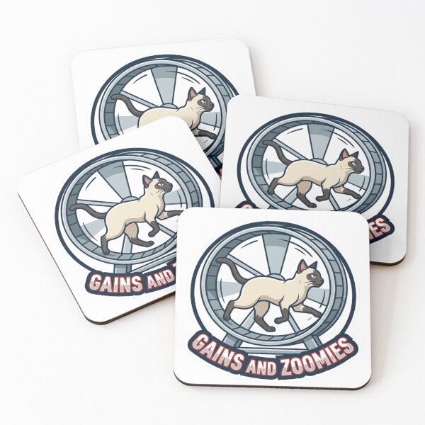 Item preview, Gains and Zoomies Funny Cat Fitness Workout Design designed and sold by JeevanStickers.