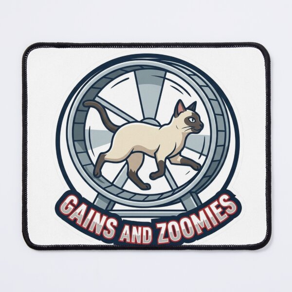 Item preview, Gains and Zoomies Funny Cat Fitness Workout Design designed and sold by JeevanStickers.