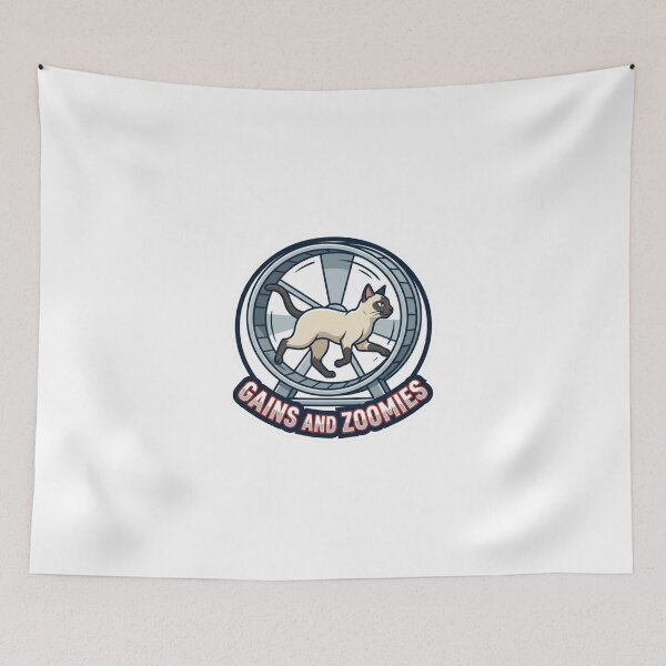 Item preview, Gains and Zoomies Funny Cat Fitness Workout Design designed and sold by JeevanStickers.