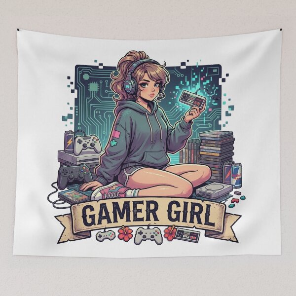 Item preview, Gamer Girl Retro Video Games Vintage Anime designed and sold by JonelleTshirts.