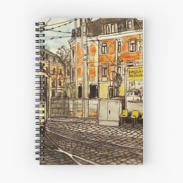Item preview, Redbubble Title: Historic Tram at the Dresden Tram Museum – Trachenberger Platz Urban Sketch designed and sold by UMA Urban Sketch.