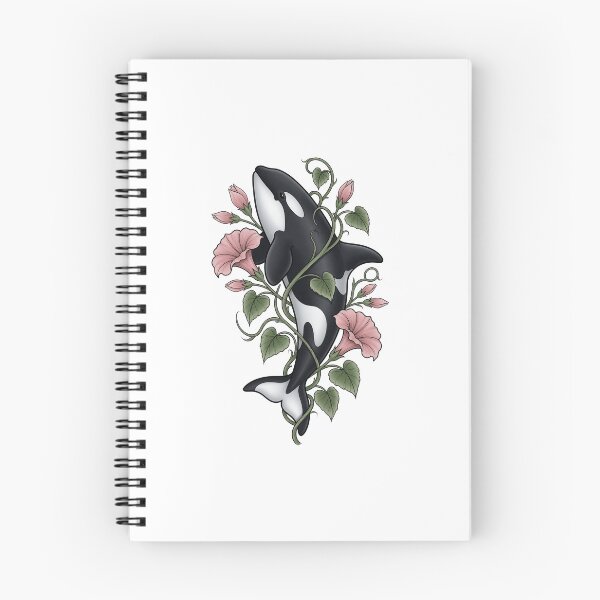 Item preview, Funny Orca Whale With Pink Flowers Botanical Ocean Animal Art designed and sold by elderberry.