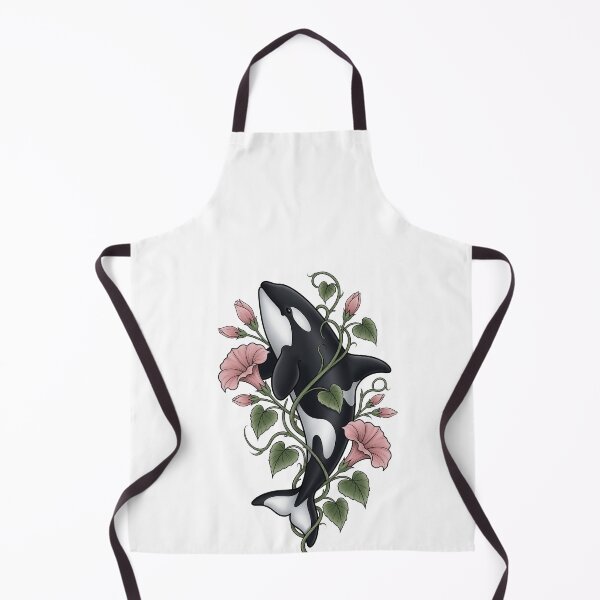 Item preview, Funny Orca Whale With Pink Flowers Botanical Ocean Animal Art designed and sold by elderberry.