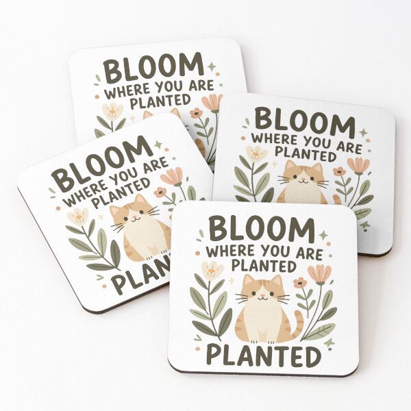 Item preview, Bloom Where You Are Planted Cute Cat designed and sold by GraceLuxeStudio.