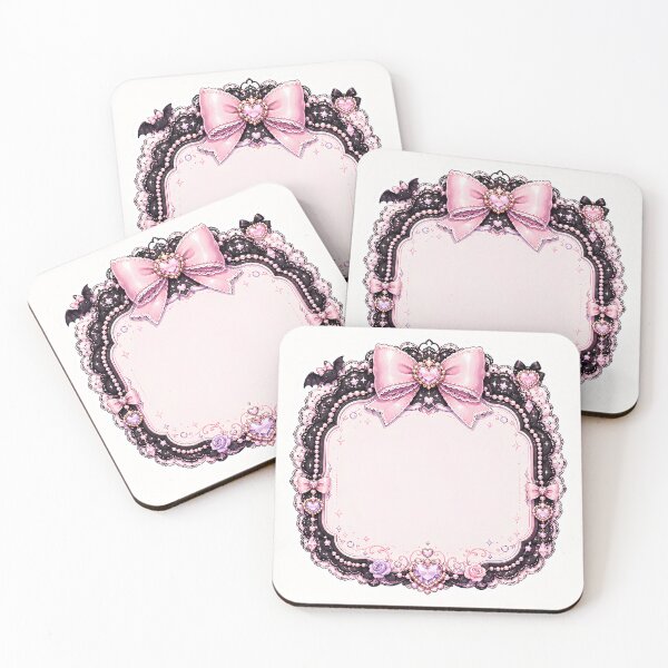 Item preview, Pastel Goth Coquette Decorative Frame with Pink Satin Bow, Heart Gem Charms, Black Lace Border, Roses and Cute Bat Accent designed and sold by looplandger.
