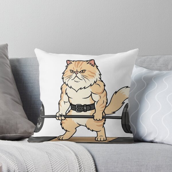 Item preview, Funny Grumpy Gym Cat Lifting Heavy Weights designed and sold by JeevanStickers.