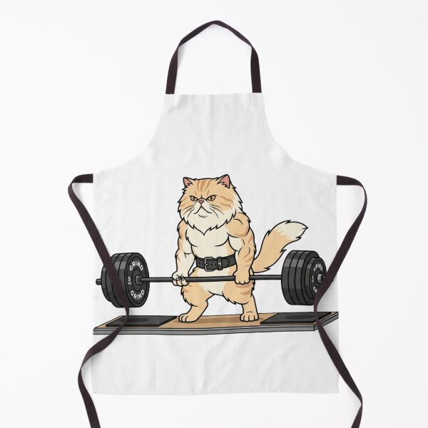 Item preview, Funny Grumpy Gym Cat Lifting Heavy Weights designed and sold by JeevanStickers.