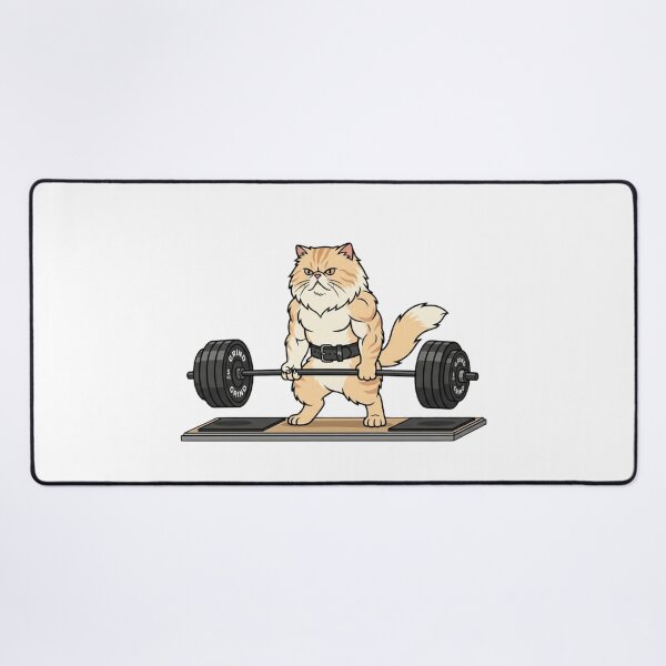 Item preview, Funny Grumpy Gym Cat Lifting Heavy Weights designed and sold by JeevanStickers.