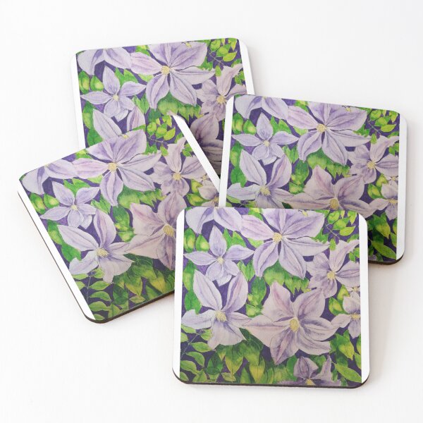 Item preview, Purple clematis watercolour painting  designed and sold by esvb.