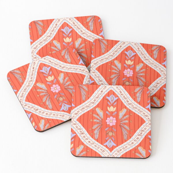 Item preview, Ornamental Boho Tile Pattern in Coral and Pink designed and sold by VirtuallyCreativ .