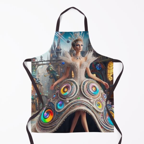 Item preview, AI Steampunk Fantasy Queen Gown Tapestry, AI Generated Spiral Dress City Art, Whimsical Architecture Wall Decor designed and sold by IRON SIREN.