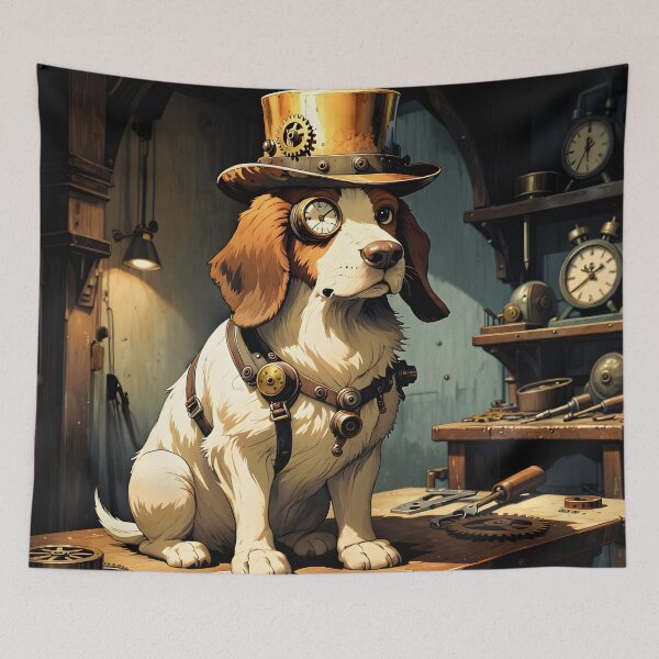 Item preview, Steampunk Dog Gear - Vintage Mechanical Pup with Clock Goggles designed and sold by Liberty4Punk.