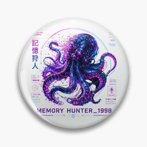 Item preview, Memory Hunter 1998 Cyber Octopus – Neon Biomechanical Deep Sea Intelligence Design designed and sold by FusiTink.