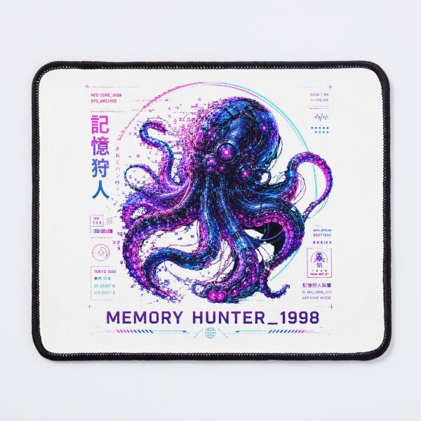 Item preview, Memory Hunter 1998 Cyber Octopus – Neon Biomechanical Deep Sea Intelligence Design designed and sold by FusiTink.