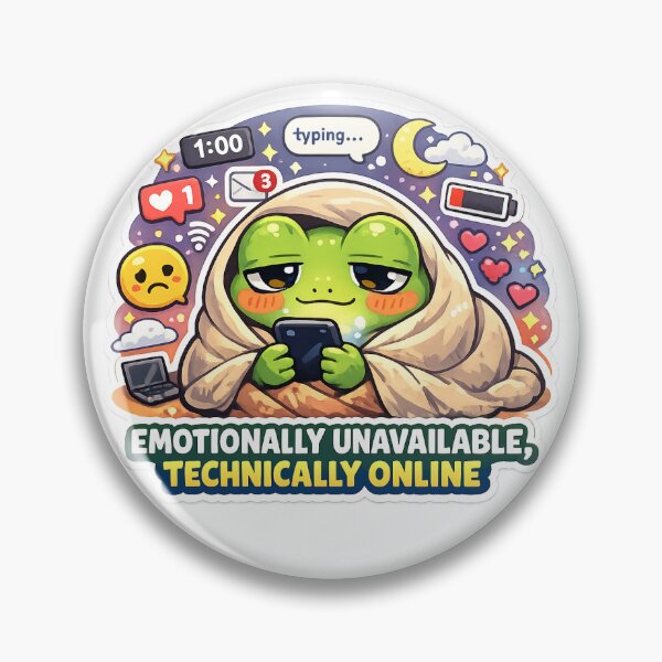 Item preview, Emotionally Unavailable Frog Kawaii Meme Sticker designed and sold by Cozy404Lab.