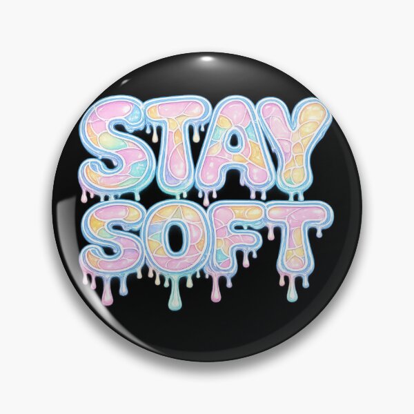 Item preview, Stay Soft – Glossy Pastel Dripping Bubble Letters on Black designed and sold by Dzakooob.