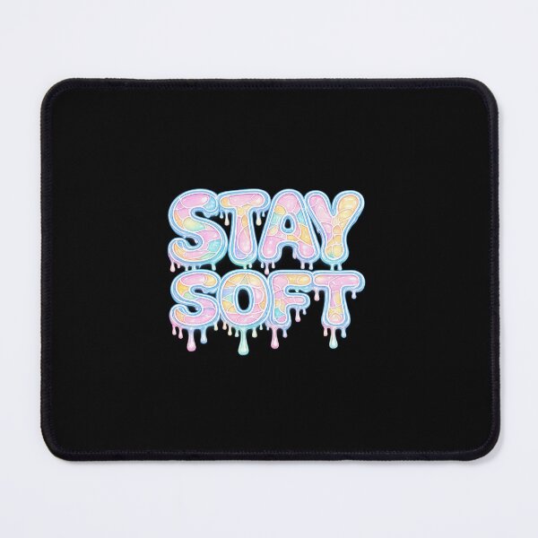 Item preview, Stay Soft – Glossy Pastel Dripping Bubble Letters on Black designed and sold by Dzakooob.
