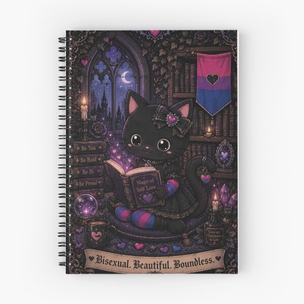 Item preview, Magic Between the Pages – Bisexual Pride Gothic Cat Library designed and sold by GOLDENLIONPERU.
