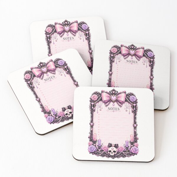 Item preview, Pastel Goth Notes Notepad Page with Gothic Skull, Pink and Purple Roses, Crystal Heart Charms, Candles and Dark Coquette Stationery Design designed and sold by looplandger.