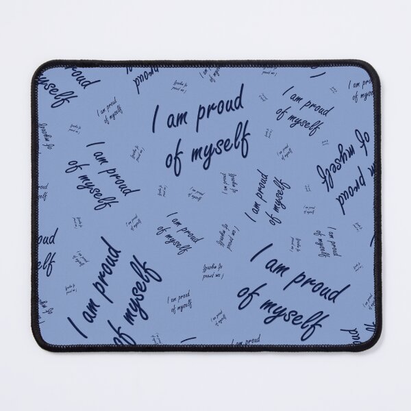 Item preview, Pattern with the inscription "I am proud of myself" on a blue background designed and sold by Cherevan.