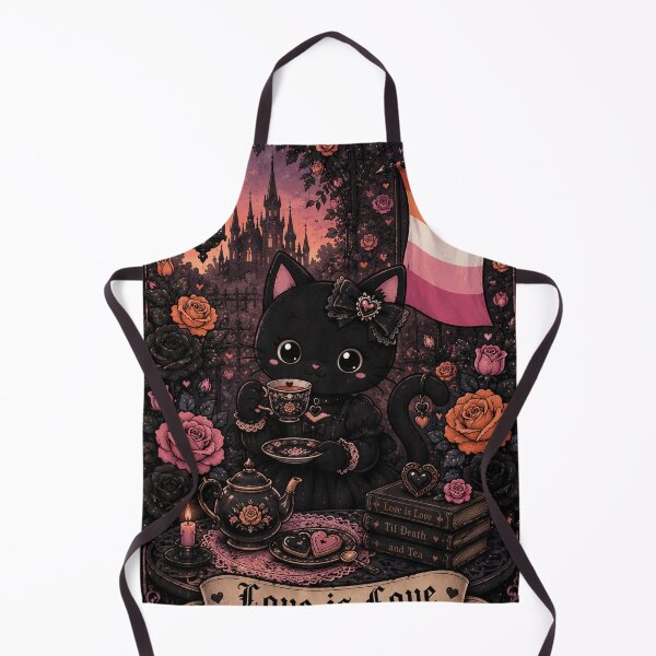 Item preview, Tea, Roses & Pride – Lesbian Pride Gothic Cat Garden designed and sold by GOLDENLIONPERU.