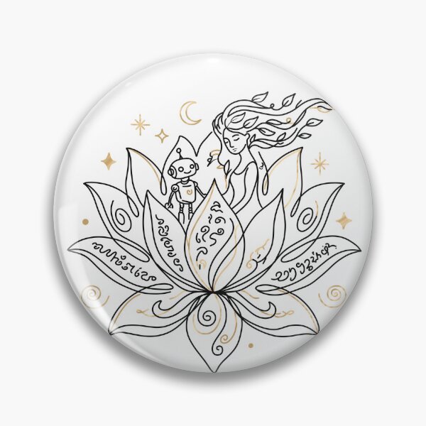 Item preview, Cosmic Lotus & Robot Friend - Minimalist Whimsical Line Art designed and sold by jee532.