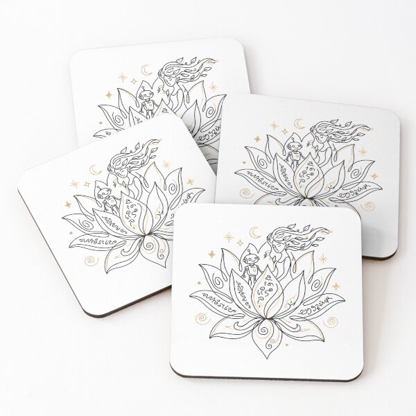 Item preview, Cosmic Lotus & Robot Friend - Minimalist Whimsical Line Art designed and sold by jee532.